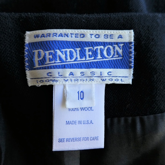 Vintage 70s Pendleton Pure Wool Long Navy Blazer Molded Shoulder Pads USA 10 - Picture 5 of 5